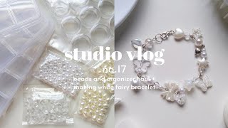 studio vlog 17 | beads and organizer haul + making white fairy bracelet 🤍💐