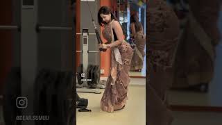 Saree me tricep workout 😍 #gym #aesthetic #bodybuilding