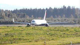 Delta Air Lines Boeing 767-332(ER) N1613B takeoff at Frankfurt Hahn Airport 01.10.2011