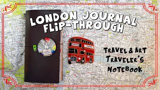 London travel and art journal flip-through (Traveler's Notebook regular size)