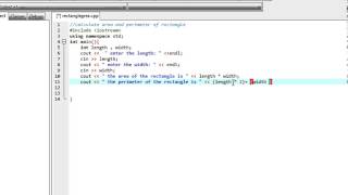 C++ program: Calculate area and perimeter of a rectangle