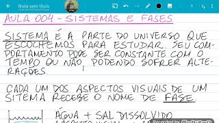 Aula 0004 - Definição de sistema e de fase