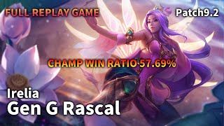 Gen G Rascal TOP Irelia VS Akali Replay S9 / 탑 이렐리아 VS 아칼리 관전 시즌9 - 8/5/6 Patch 9.24 KR