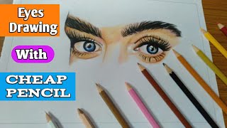 Drawing eyes with colour pencil | eyes drawing with coloured pencil | Doms colour pencil | eyes