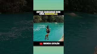 Te aventarías de esta cascada?? #shorts #brendacatalan #travel #viajes #dondees #tamasopo #huasteca