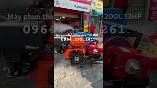 Test máy bàn giao xe phun thuốc thùng phuy 200L động cơ xăng 13HP cho đại lý của Vinmax 0964293261