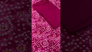 Pink Bandhej cotton cambric unstitched dress material with chiffon dupatta. #Ethnicbffs