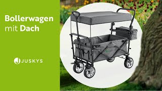 Faltbarer Bollerwagen - mit Dach & Tasche in Dunkelgrau