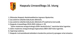 Haapsalu Linnavolikogu istung (23.02.2023)