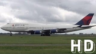 ✈Delta Airlines Boeing 747-400 Takeoff from Amsterdam, Schiphol