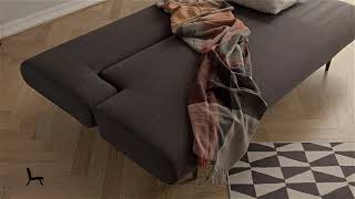 Unfurl Fabric Sofa Bed w/Dark Wood Legs by Innovation Living Furniture