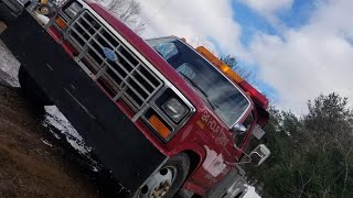 TOWTRUCK fail!!! 1884 f350 stuck pulling trailer