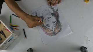 Akta cute bacchar chobi colour korlam rong pencil die | Mojibor Art