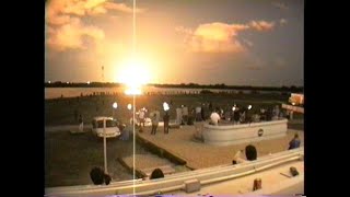 STS-92 launch seen from KSC press site stand