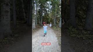 Running inside the forest.