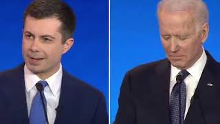 Pete Buttigieg defending rival Joe Biden during the debates against Trump's attacks on his son