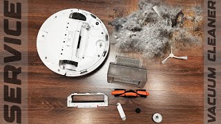 Service of robotic vacuum cleaner and battery change