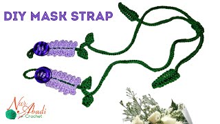 Diy crochet mask strap + mask adapter "motif bunga Lavender" || Mudah dan Cantik