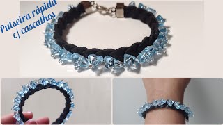 Pulseira de couro com cascalhos e miçangas @canaldajann6834 @acs27567