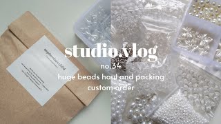 huge beads haul, organizing and packing custom order🤍🧸 | studio vlog 34