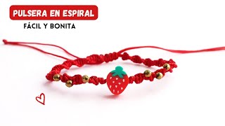 Como hacer PULSERAS de HILO AESTHETIC 🍓 con tejido en MACRAMÉ  técnica en ESPIRAL FÁCIL y BONITAS