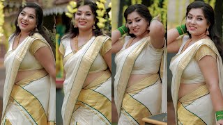 Mallu model sruthi saju beautiful saree looking video🥰💚✨#viralvideo#malluactress#actressvideo