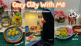 Studio Vlog 🐣 making trinket dishes and perpetual calendars | studio ghibli themed🌿