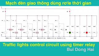 Mạch đèn giao thông dùng Timer | Traffic lights control circuit using relay