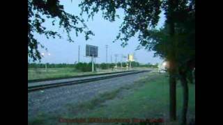 Cotton Belt leaders on a UP rock train thru Mesquite, Tx. 09/14/2009 ©