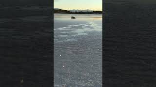 Audi Quattro drifting on a frozen lake in the Kootenays at sunset,Tamiya R/C