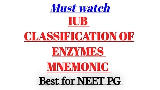 Enzymes classification || IUB classification of enzymes || Classes of enzymes || #biochemistry