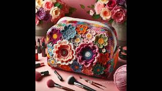 Cute makeup bag #knitted #crochet #makeupbag #design