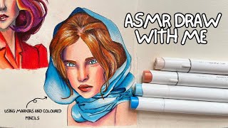 SKETCHBOOK SESSION #1 🍓✨️ | alcohol marker & coloured pencil portraits ☕️📖✍️