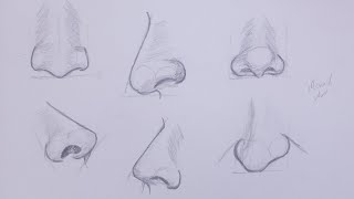 How to draw 6 different noses (drawing sketches)