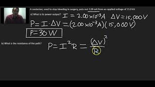 Electric Power Dissipated in Resistor Calculation