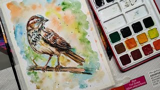 Watercolor painting of a sparrow.Howbto paint a Sparrow in watercolor  #watercolour #art #painting