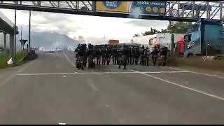 Ação da PM e PRF dispersa manifestantes da BR-101, em Joinville