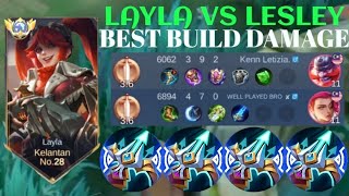 LAYLA VS LESLEY❗BUILD ONE SHOT ENEMY DELETE! build damage | build top 1 global Layla