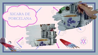 Xicara de Porcelana: Pintura em tecido