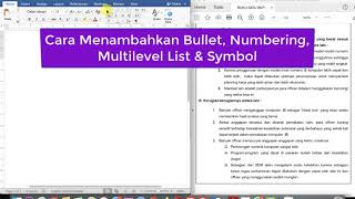 Cara menambahkan Bullets, Numbering, Multilevel List, & Symbol secara detail dalam Microsoft Word