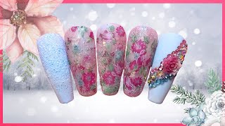 Icy Winter Floral Nail Design | Winter Nails | Winter Nail Art | Floral Nails