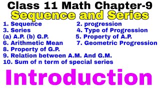 Class 11 Ch 9 |Sequence and Series|Introduction | Math|NCERT|Notes|Intro|All Basic Concept|Chapter 9