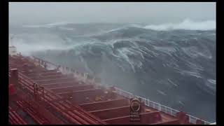 Navio enfrentando ondas gigantes