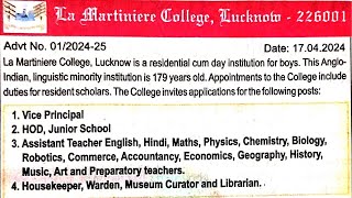 LA MARTENIERS COLLEGE RECRUITMENT || स्कूल शिक्षक भर्ती विज्ञापन #लखनऊजॉब्स #kvs #nvs #pgt #dsssb