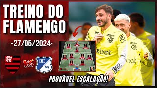 TREINO DO FLAMENGO HOJE! PROVÁVEL ESCALAÇÃO DO FLAMENGO X MILLONARIOS! LIBERTADORES 2024