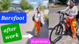 Barefoot after work in germany! My co-worker can't believe that I ride my bike home BAREFOOT