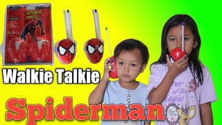 Evelyn bermain spiderman walkie talkie for kids handy talkie toys superhero radio komunikasi ||