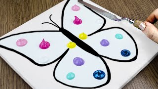 Pink Purple Cloud Butterfly Painting | Acrylic Painting Step by Step / Easy Masking Tape Satisfying