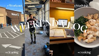 COLLEGE WEEKEND VLOG| GETTING MY LIFE TOGETHER| CLEANING| COOKING| STUDYING