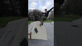 Front rock roll on the sketchy ramp #skateboarding